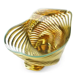 Tavolino scultoreo Vertigo in acciaio inossidabile placcato in oro 24K