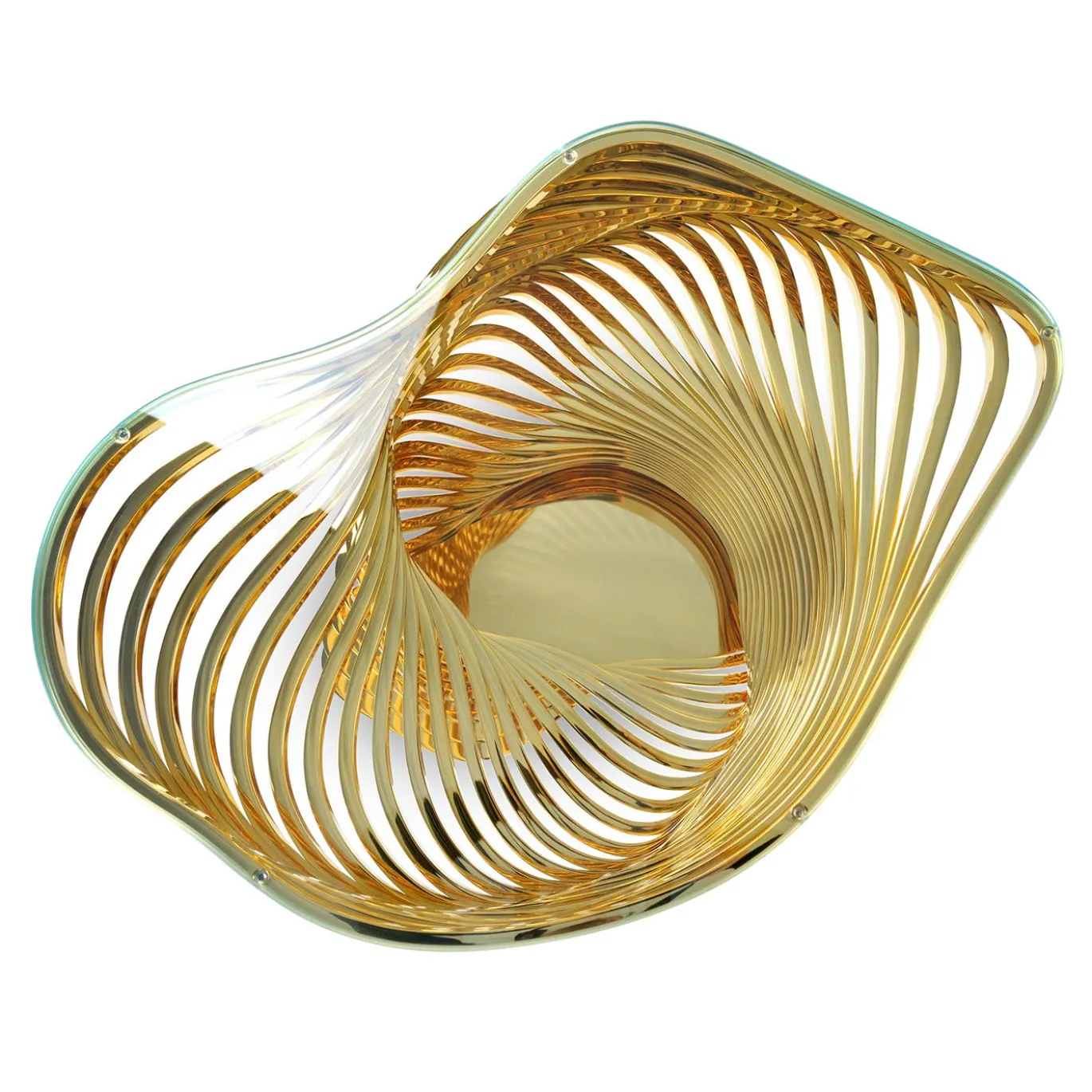 Tavolino scultoreo Vertigo in acciaio inossidabile placcato in oro 24K