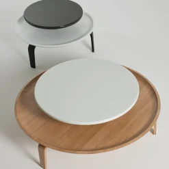 Tavolino Secreto 90 in rovere bianco e naturale