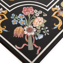 Tavolino Settecento Intarsiato in Marmo Nero