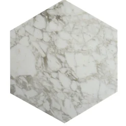 Tavolino Ted con piano in marmo Calacatta oro e bianco