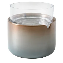 TAVOLINO TETI con piano in vetro rotondo e base laccata