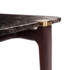 Tavolino Thierry con base in legno e piano in marmo Emperador Brown