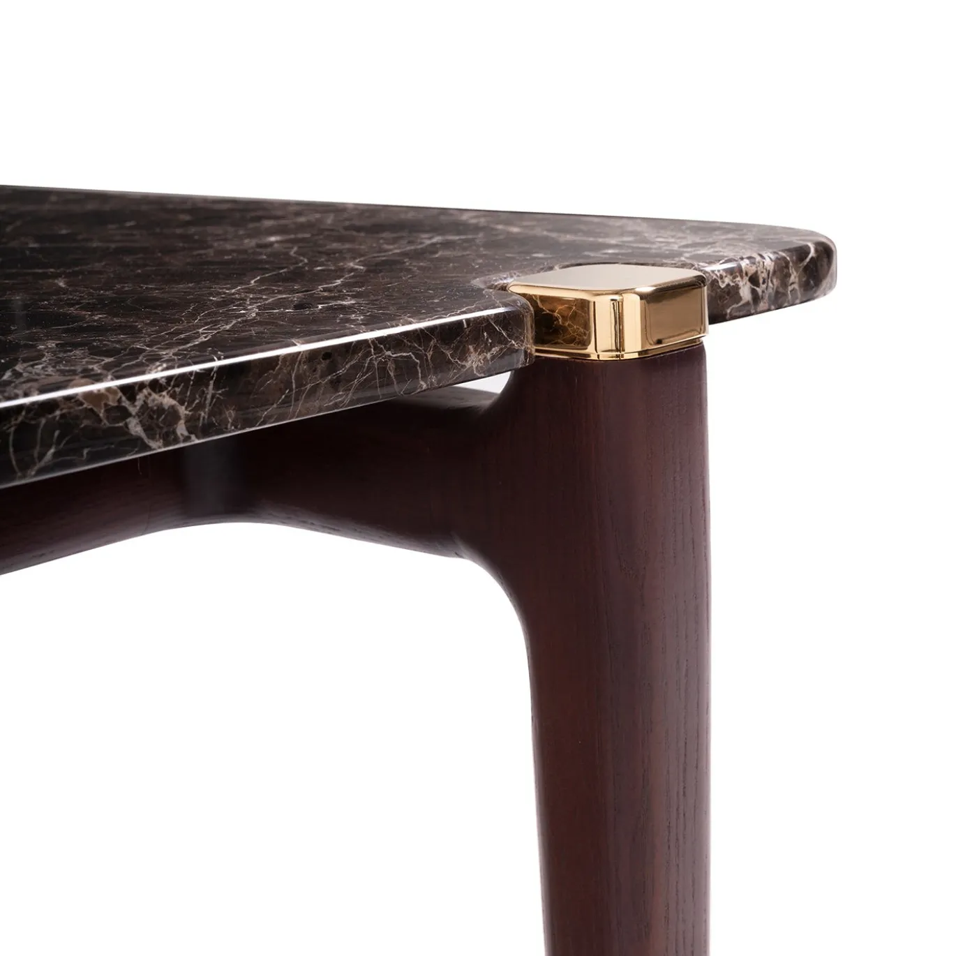 Tavolino Thierry con base in legno e piano in marmo Emperador Brown