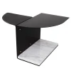 Tavolino Tito in metallo nero con base in marmo bianco di Carrara