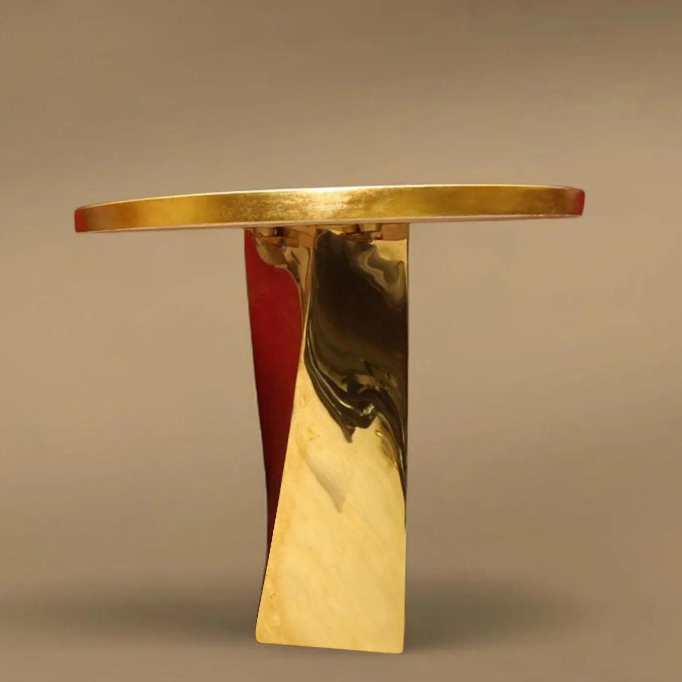 Tavolino Torcio con piano in marmo Rodonite
