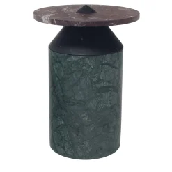 Tavolino Totem in marmo verde/nero/rosso di Karen Chekerdjian