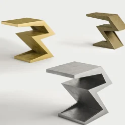 Tavolino Zago in Legno e Bronzo Brunito