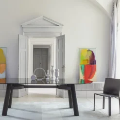 Tavolo Arco in vetro fumé e rovere Laguna