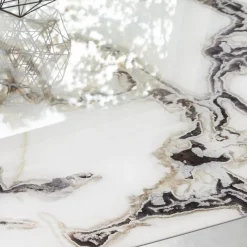 Tavolo Bridge Trinity in marmo bianco e rovere