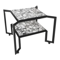 Tavolo con piastrelle a mosaico Spider bianco e nero