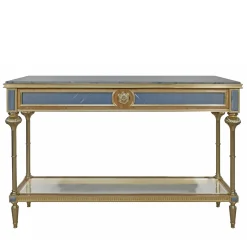 Tavolo consolle lungo in foglia d'oro