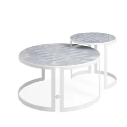 Tavolo da Caffè per esterni Iconic Rotondo con Motivo Backgammon
