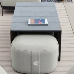 Tavolo da cocktail rettangolare per esterni con piano in pietra