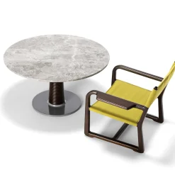 Tavolo da lounge rotondo in marmo grigio Sunset di Paola Navone