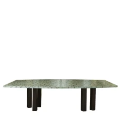 Tavolo da pranzo Aurea in sicomoro verde menta e legno Bolivar verde oliva