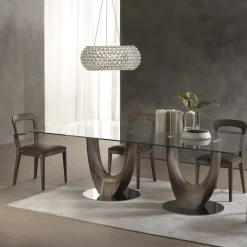 Tavolo da pranzo Axis Large con piano in vetro trasparente di Stefano Bigi