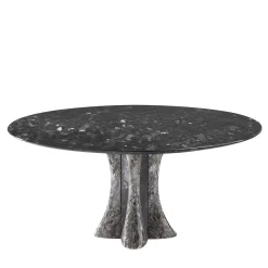 Tavolo da pranzo Cetus rotondo in alabastro nero