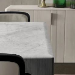 Tavolo da pranzo Domino quadrato grigio con piano in marmo di Carrara