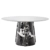 Tavolo da pranzo Elitra in marmo Grand Antique nero con piano in marmo bianco di Carrara