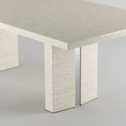 Tavolo da Pranzo Gemma in Acciaio e Legno Bianco