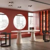 Tavolo da pranzo grande in travertino Inside Out di Karen Chekerdjian