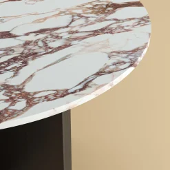 Tavolo da pranzo Hakata in marmo Calacatta Viola e rovere scuro