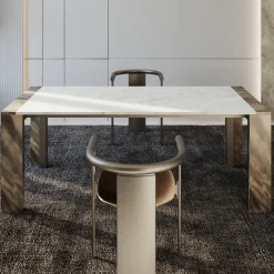 Tavolo da pranzo Ilan in marmo multicolore con struttura in metallo