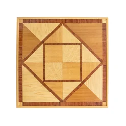 Tavolo da pranzo in legno con intarsio geometrico