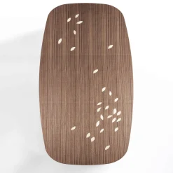 Tavolo da pranzo in legno di noce Arbor con foglie intarsiate