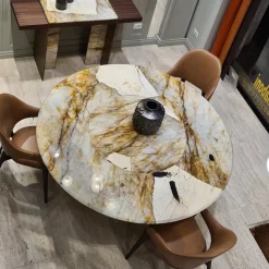 Tavolo da pranzo Kalos ED/50 604-180 con Lazy Susan in marmo Patagonia