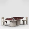 Tavolo da pranzo Laghi II in marmo Rosso levanto e legno tortora opaco di Artefatto Design Studio