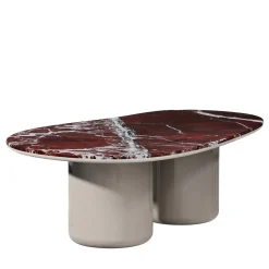 Tavolo da pranzo Laghi II in marmo Rosso levanto e legno tortora opaco di Artefatto Design Studio