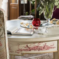 Tavolo da pranzo Manin verde mela con decori cineserie viola