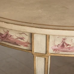 Tavolo da pranzo Manin verde mela con decori cineserie viola