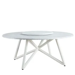 Tavolo da pranzo outdoor in marmo bianco Hermu 180