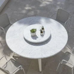 Tavolo da pranzo outdoor in marmo bianco Hermu 180