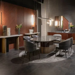 Tavolo da pranzo ovale Alma-Decor ED/50 669 con piano in marmo Silver Paradiso
