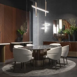 Tavolo da pranzo ovale Alma-Decor ED/50 669 con piano in marmo Silver Paradiso