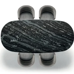 Tavolo da pranzo ovale Alma-Decor ED/50 669 con piano in marmo Silver Paradiso