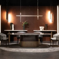 Tavolo da pranzo ovale Alma-Decor ED/50 669 con piano in marmo Silver Paradiso