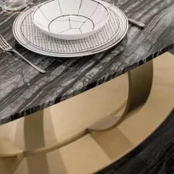 Tavolo da pranzo ovale Andrew in marmo Zebra Black