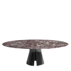Tavolo da pranzo ovale in marmo rosso