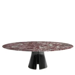 Tavolo da pranzo ovale in marmo rosso