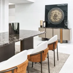 Tavolo da pranzo rettangolare Bon Ton con piano in marmo Emperador