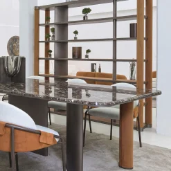 Tavolo da pranzo rettangolare Bon Ton con piano in marmo Emperador