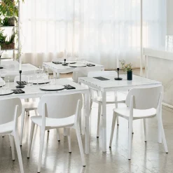 Tavolo da pranzo rettangolare Gessato in marmo di Carrara bianco