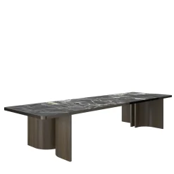 Tavolo da pranzo rettangolare in legno e marmo nero Marquina