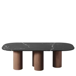 Tavolo da pranzo rettangolare Marina in marmo nero Marquina di Renato Zamberlan