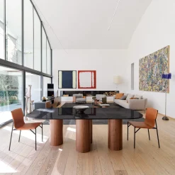 Tavolo da pranzo rettangolare Marina in marmo nero Marquina di Renato Zamberlan